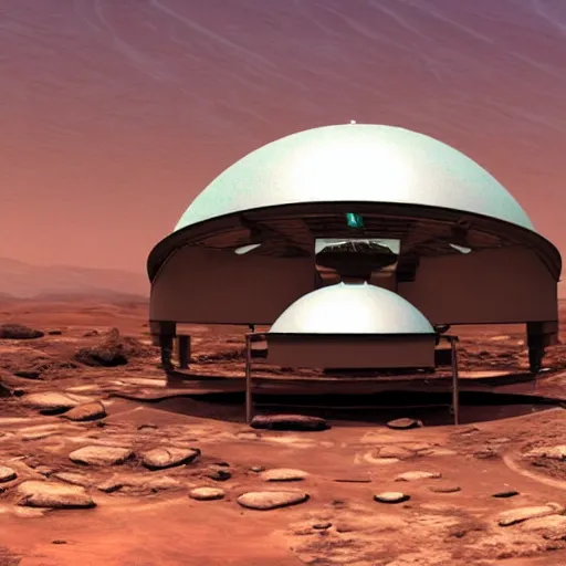 Prompt: a solarpunk domed city on mars