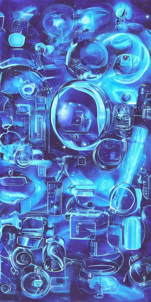 surreal airbrush painting of Cyber y2k aesthetic blue | Stable Diffusion