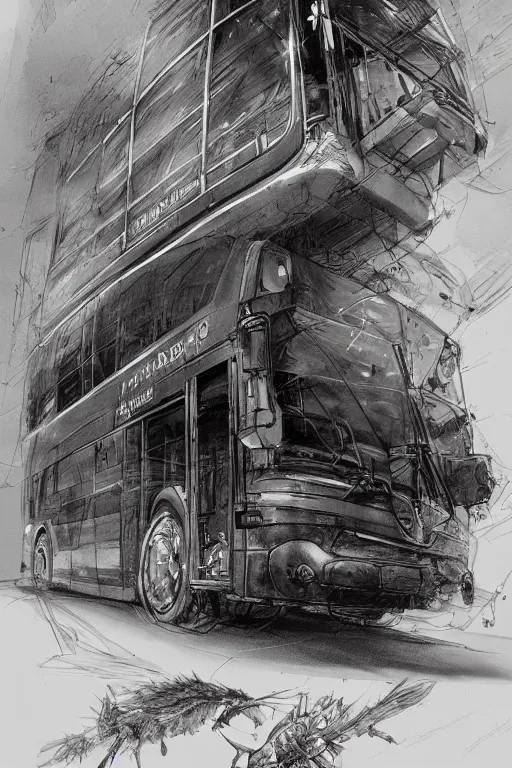 Prompt: bus concept art illustration by jean baptiste monge trending on artstation