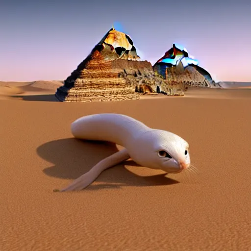 Image similar to egyptian cat snake in the pyramids desert HD photo superrealism 3d 8k resolution