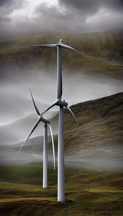 Image similar to high fantasy wind turbines, epic and very beautiful!!!