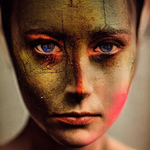 Image similar to evocation, visage, face, portrait, beauty, explorer, prism, patina, ambient, detailed, clear, deep color