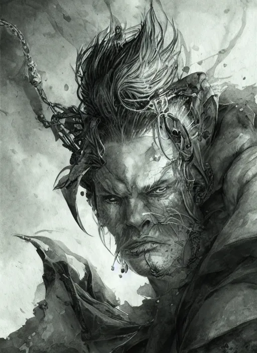 Image similar to portrait, Dungeons&Dragons, watercolor, dramatic lighting, cinematic, establishing shot, extremely high detail, foto realistic, cinematic lighting, pen and ink, intricate line drawings, by Yoshitaka Amano, Ruan Jia, Kentaro Miura, Artgerm, post processed, concept art, artstation, matte painting, style by eddie mendoza, raphael lacoste, alex ross