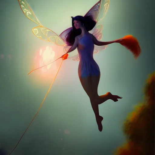 Prompt: fairy, aerial hoop, cinematic lighting, soft bokeh, fantasy, modern, colourful, highly detailed, digital painting, artstation, deviantart, concept art, sharp focus, illustration, by Edward Hopper and Rene Magritte