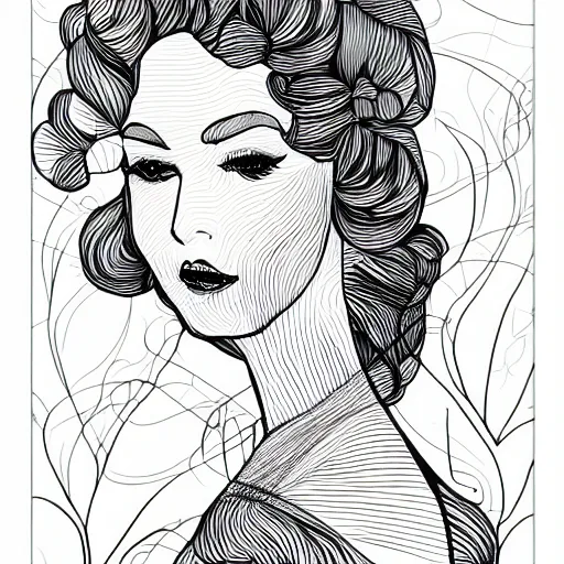 Image similar to elegant lady, lineart, ligne claire