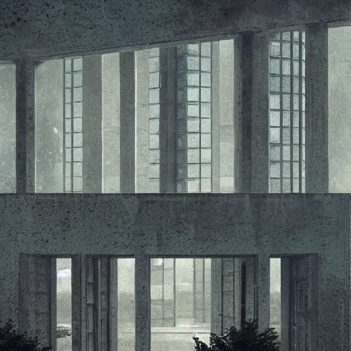 Prompt: giant endless commieblocks block of flats photorealistic house grey eerie by greg rutkowski