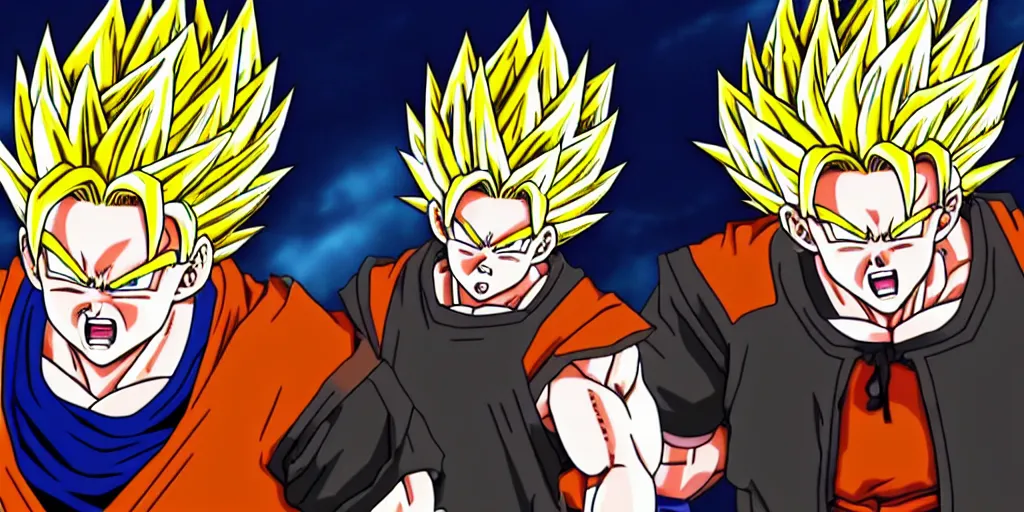 Image similar to Guy Fieri goes super Saiyan, still from Dragonball Z, detailed, 4k