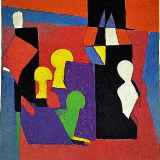 Prompt: a abstract painting coven of witches malevich