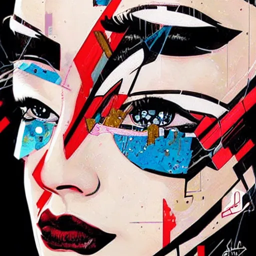 Image similar to a portrait of a beautiful woman as a robot, by marvel comics and Sandra Chevrier