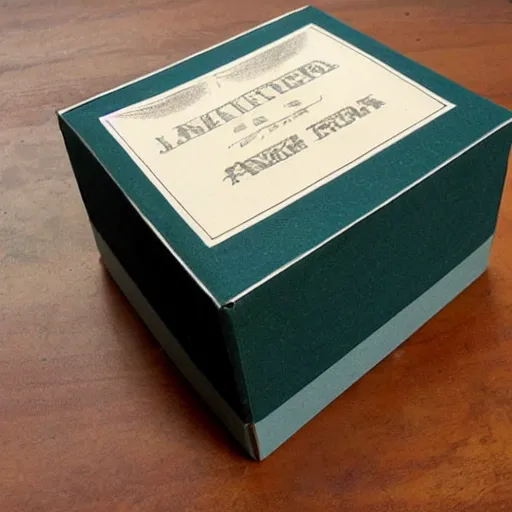 Image similar to vintage craft paper gift box for men, old school, wes anderson style, sealed with old wax