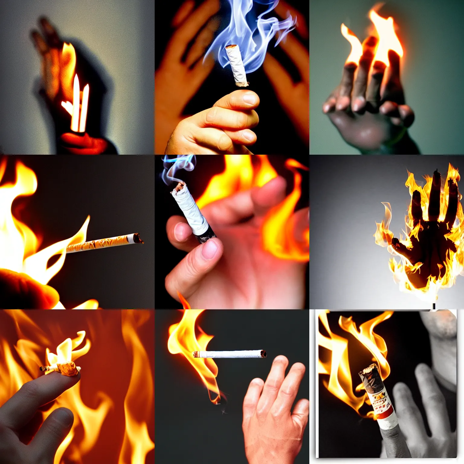 Prompt: very accurate photo, very coherent image, hyper realistic photo of a human hand with a burning cigarette in it, by Omar Reda, Tim Booth, award-winning shot