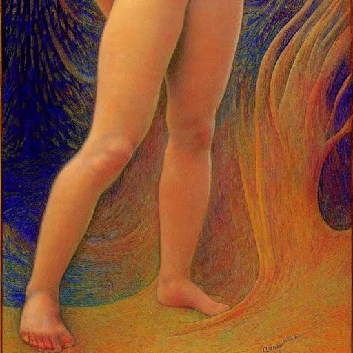 Prompt: gorgeous woman body painted by Jean Delville
