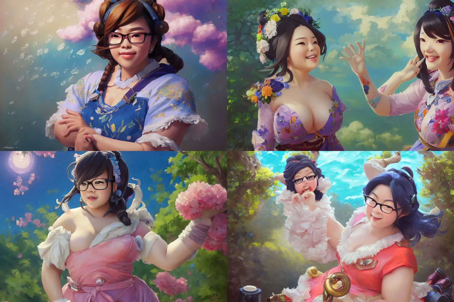 Prompt: a highly detailed beautiful portrait of mei from overwatch wearing a summer dress, with a happy expression, chubby, highly detailed, 2d game fanart behance hd by donato giancola, by RHADS, frank frazetta and jeff easley, pino daeni, rossdraws global illumination, cinematic , hyper-realistic, depth of field, coherent, high definition, 8k resolution octane renderer, artstation