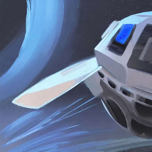 Image similar to minimalist concept art spaceship, long deliberate brushstrokes, concept art oil painting, loosely detailed, brush hard