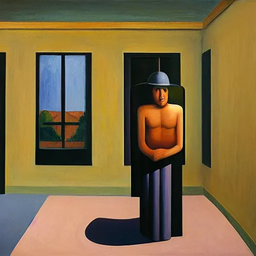 Prompt: the time machine, grant wood, pj crook, edward hopper, oil on canvas