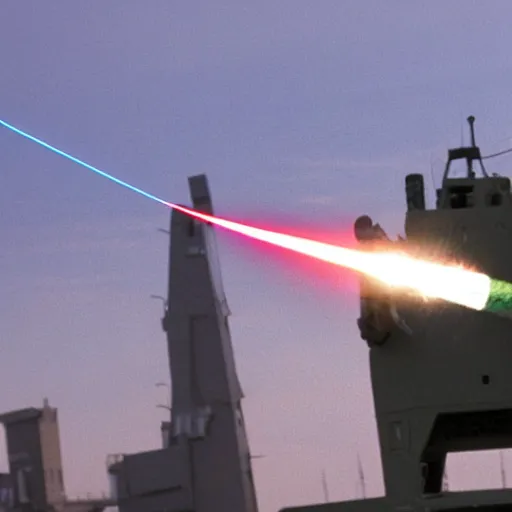 Image similar to a laser beam shoot down a missile