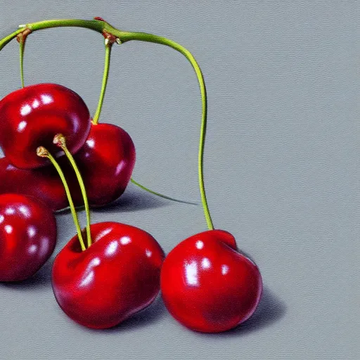 Image similar to artstation drawing render Few fresh cherries