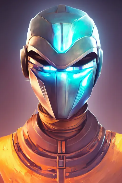 Image similar to epic mask helmet robot ninja portrait stylized as fornite style game design fanart by concept artist gervasio canda, behance hd by jesper ejsing, by rhads, makoto shinkai and lois van baarle, ilya kuvshinov, rossdraws global illumination radiating a glowing aura global illumination ray tracing hdr render in unreal engine 5