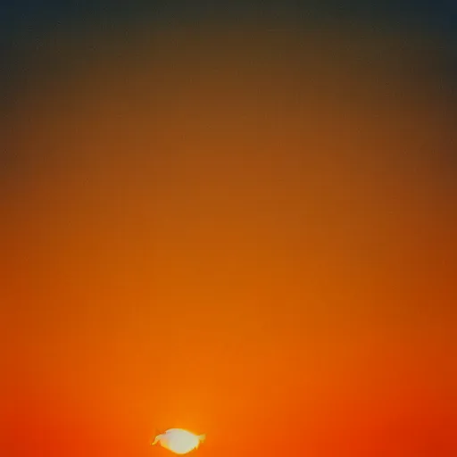 Image similar to Close-up realistic shot of a radiant white dove flying over the clouds at sunset, ethereal, vintage photograph, film grain, surreal, awe-inspiring, highly detailed, blue and orange color scheme