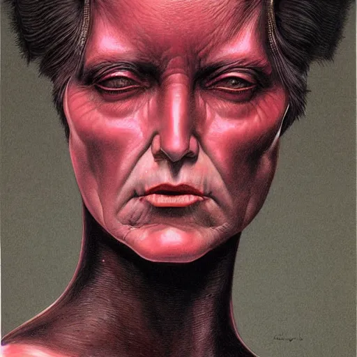 Prompt: portrait of a woman with horns and fully black eyes, by wayne barlowe
