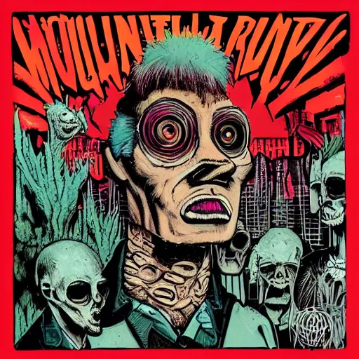 Prompt: punkrock mutant mugwump album cover art