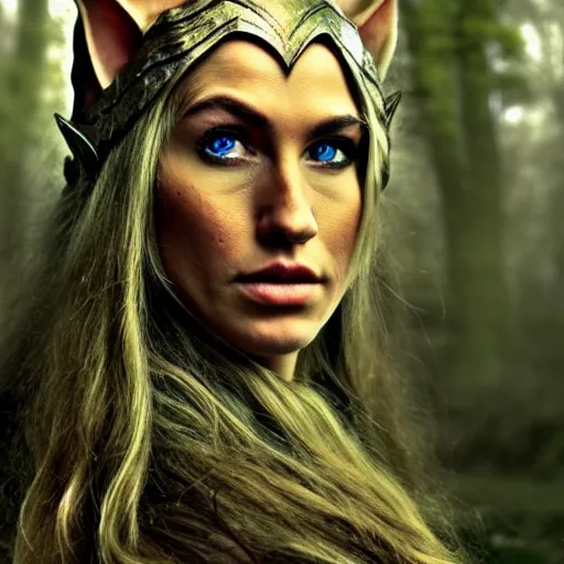 Image similar to photo of a real-life beautiful elven warrior