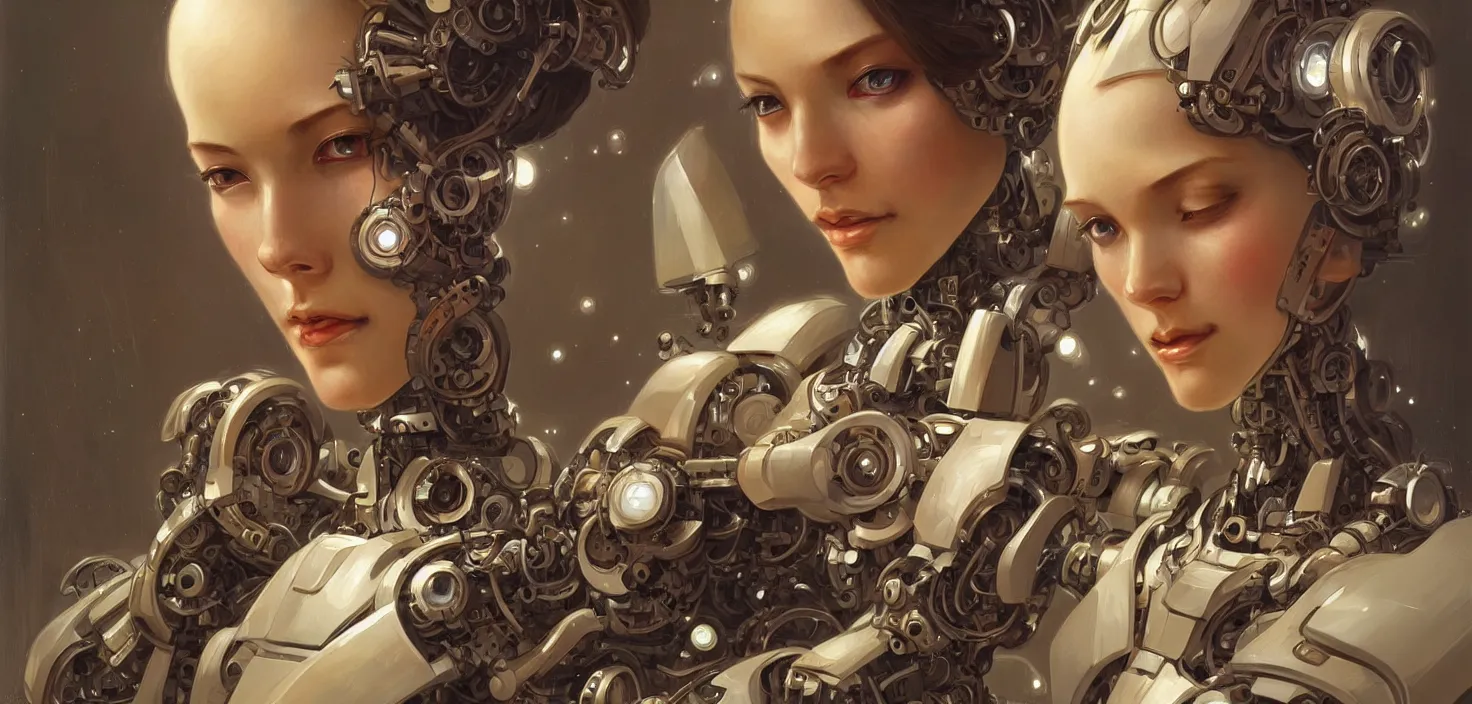 Image similar to beautiful crying! female mechanical android!, half portrait, intricate detailed environment, photorealistic!, intricate, elegant, highly detailed, digital painting, artstation, concept art, smooth, sharp focus, illustration, art by artgerm and greg rutkowski and alphonse mucha