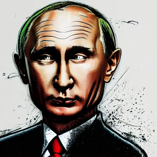 Prompt: a portrait of putin by ralph steadman, ultra 4 k