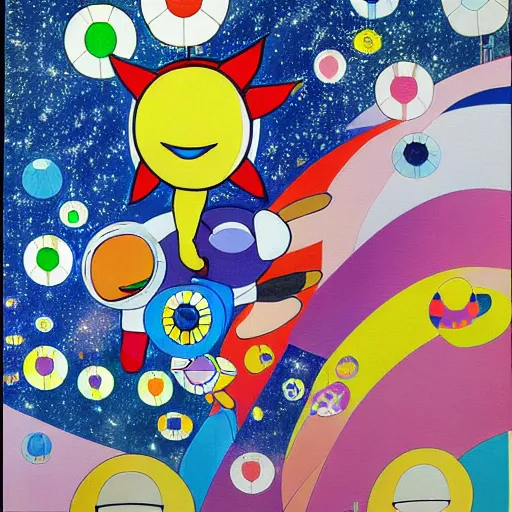 Image similar to astronaut painting by takashi murakami