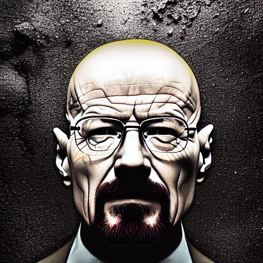 Prompt: walter white's face on a as a puddle of water on a street, close up 8 k photograph