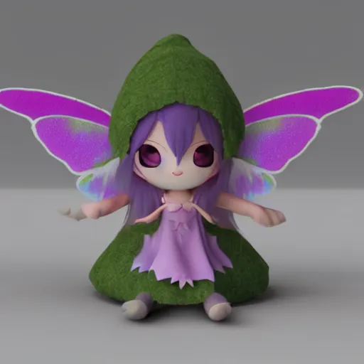 Prompt: cute fumo plush of a mischievous fairy girl, fae, vray
