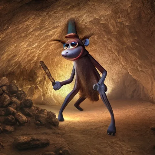 Prompt: Anthropomorphic ant mage in a dark cave, no blur, 4k resolution, ultra detailed-i