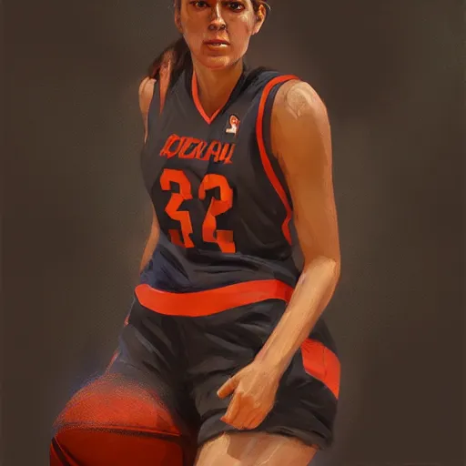 Image similar to painting of an woman basketball player, greg rutkowski, cg worker artstation