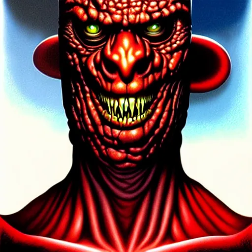 Image similar to portrait of a monster in the style jason edmiston