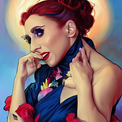 Image similar to bianca del rio, painting by artgerm and greg rutkowski and alphonse mucha