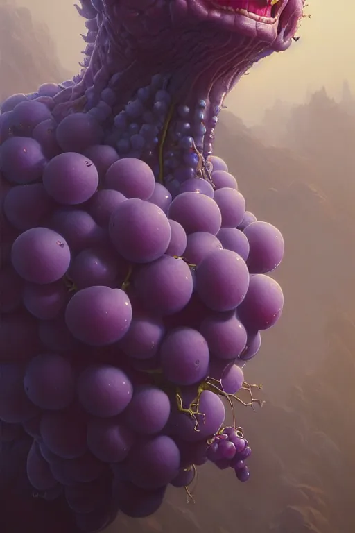 Prompt: grapes bill gates face, grape sweater hyper detailed, digital art, artstation, cinematic lighting, studio quality, smooth render, by peter mohrbacher, hajime sorayama, wayne barlowe, boris vallejo, aaron horkey, gaston bussiere, craig mullins