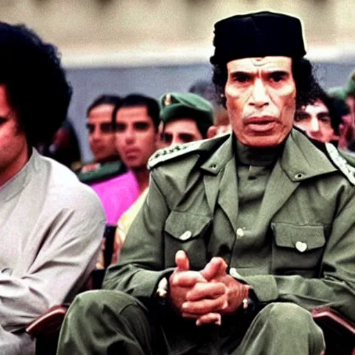 Image similar to A still of Muammar Gaddafi in Mean Girls