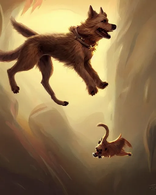 Image similar to a cute magical flying dog, fantasy art drawn by disney concept artists, golden colour, high quality, highly detailed, elegant, sharp focus, concept art, character concepts, digital painting, mystery, adventure