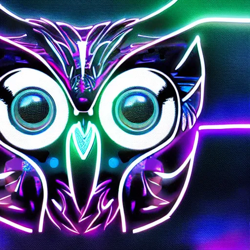 Prompt: owl logo cyberpunk 8 k abstract