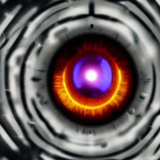 Image similar to eye of sauron cyborg