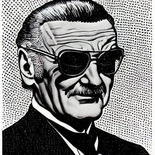 Image similar to stan lee drawn by virgil finlay