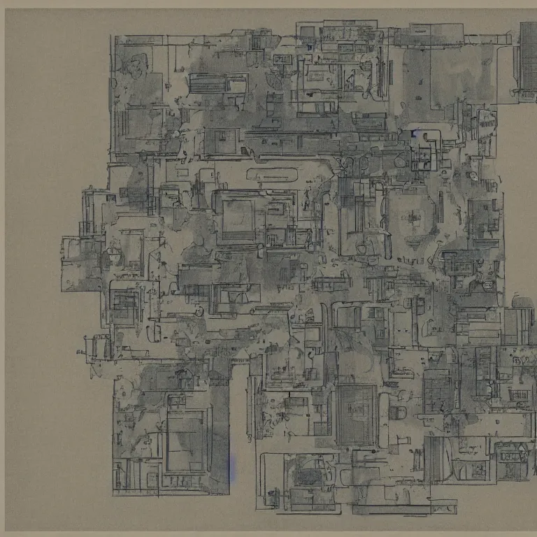 Image similar to floor plan map of a temple in the clouds, by greg rutkowski and james gurney, trending on artstation