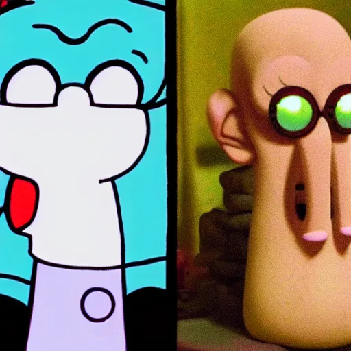 Prompt: from squidward as a real being