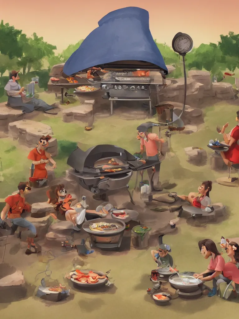 Image similar to barbecue by disney concept artists, blunt borders, rule of thirds