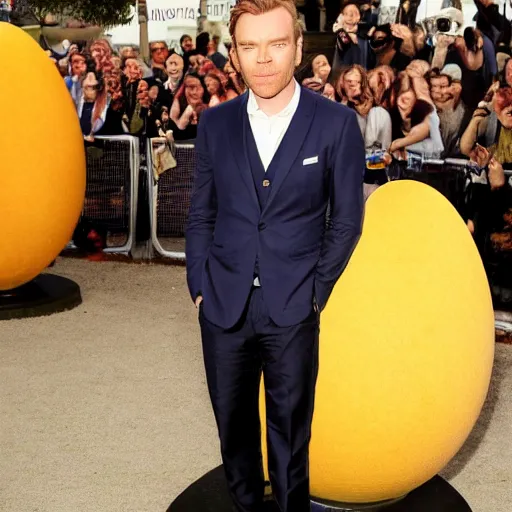 Image similar to ewan mcgregor as a giant egg, anthropomorphism, realistic, coherent,