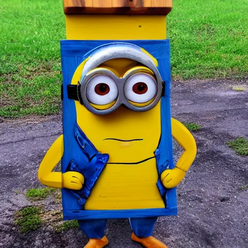Prompt: minions made of wood