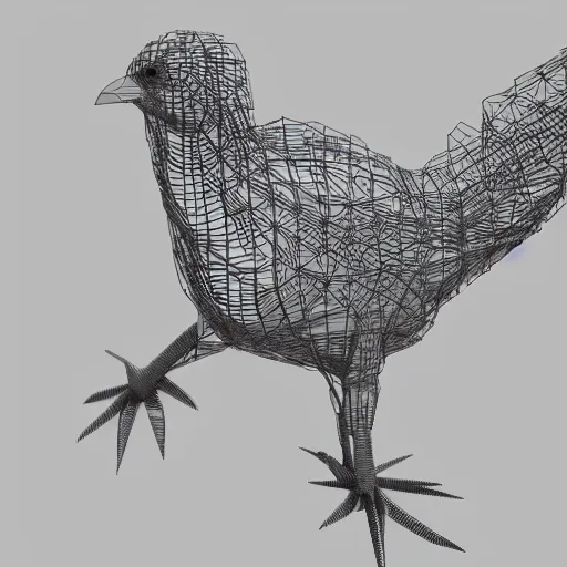 Image similar to 4 th dimensional chicken render, wireframe, unreal engine