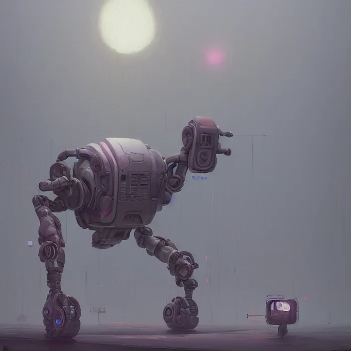 Prompt: elvish robot, foggy, extremely detailed, sharp focus, pastel colors, intricate, realistic, smooth, volumetric lighting, digital painting, by simon stalenhag