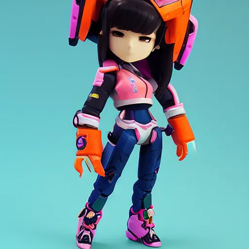 Prompt: waking dream, d. va from overwatch wearing orange ektachrome bomber jacket, nendroid, craig mullins style