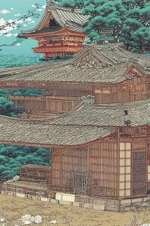 Prompt: beautiful intricate anime illustration of a rural japanese home, hyperdetailed, proportion, by moebius, masamune shirow and katsuhiro otomo